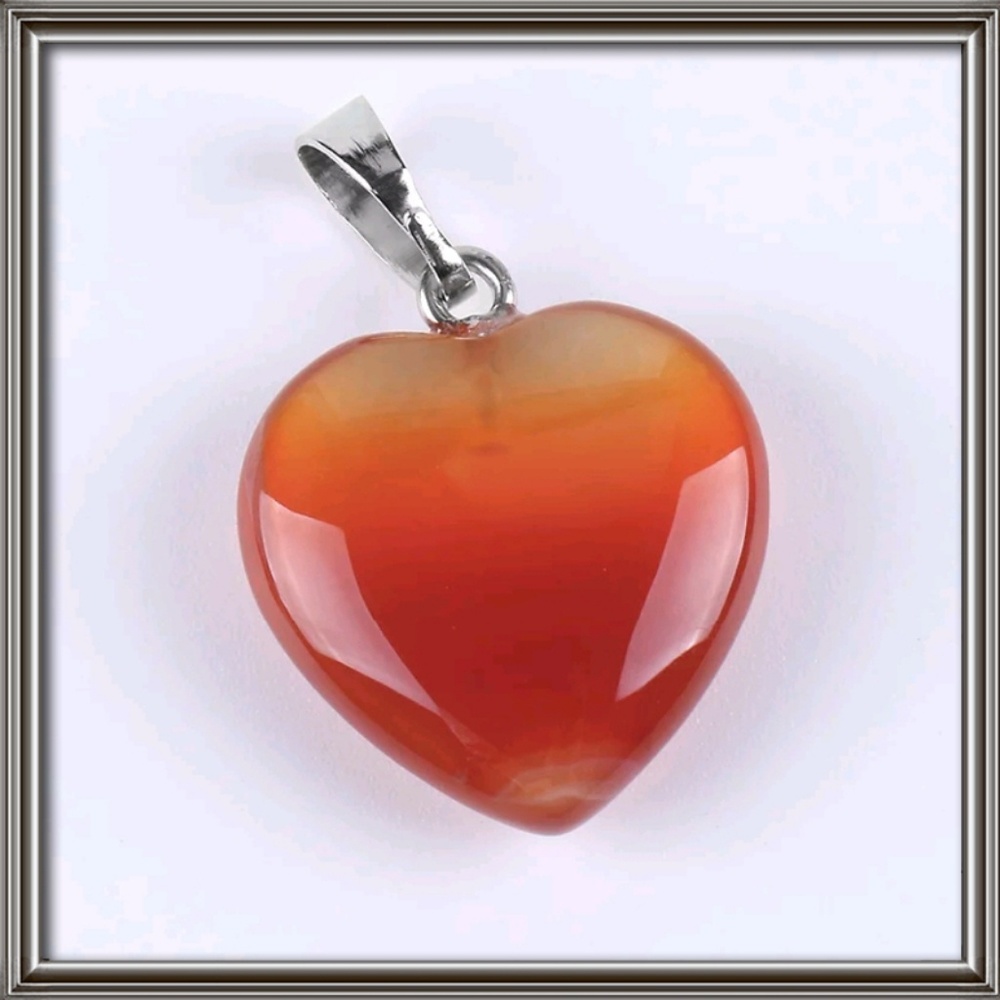 Read Agate heart pendant, sterling silver chain